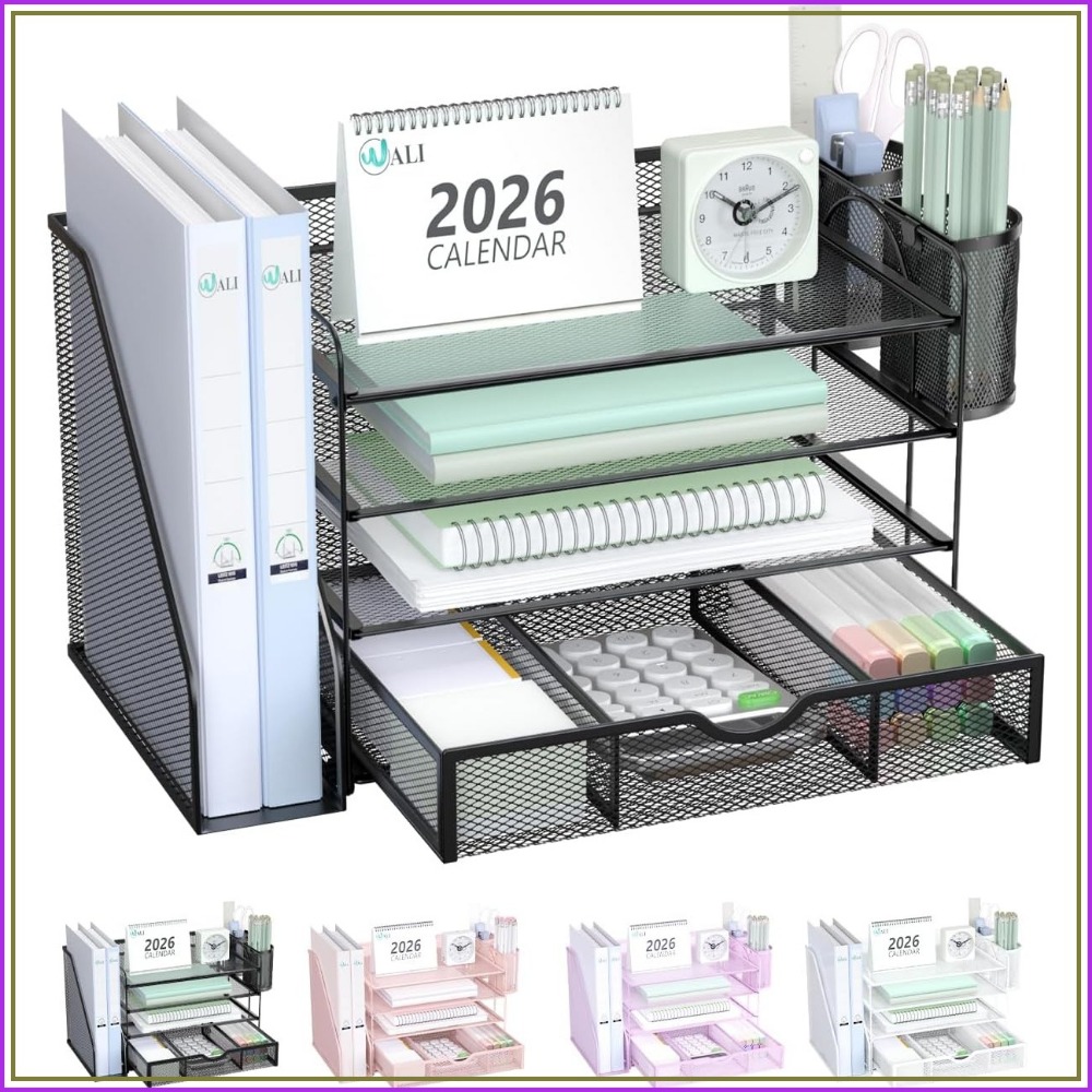 Home Office Desk With Drawers - Organisateur de bureau à 4 niveaux