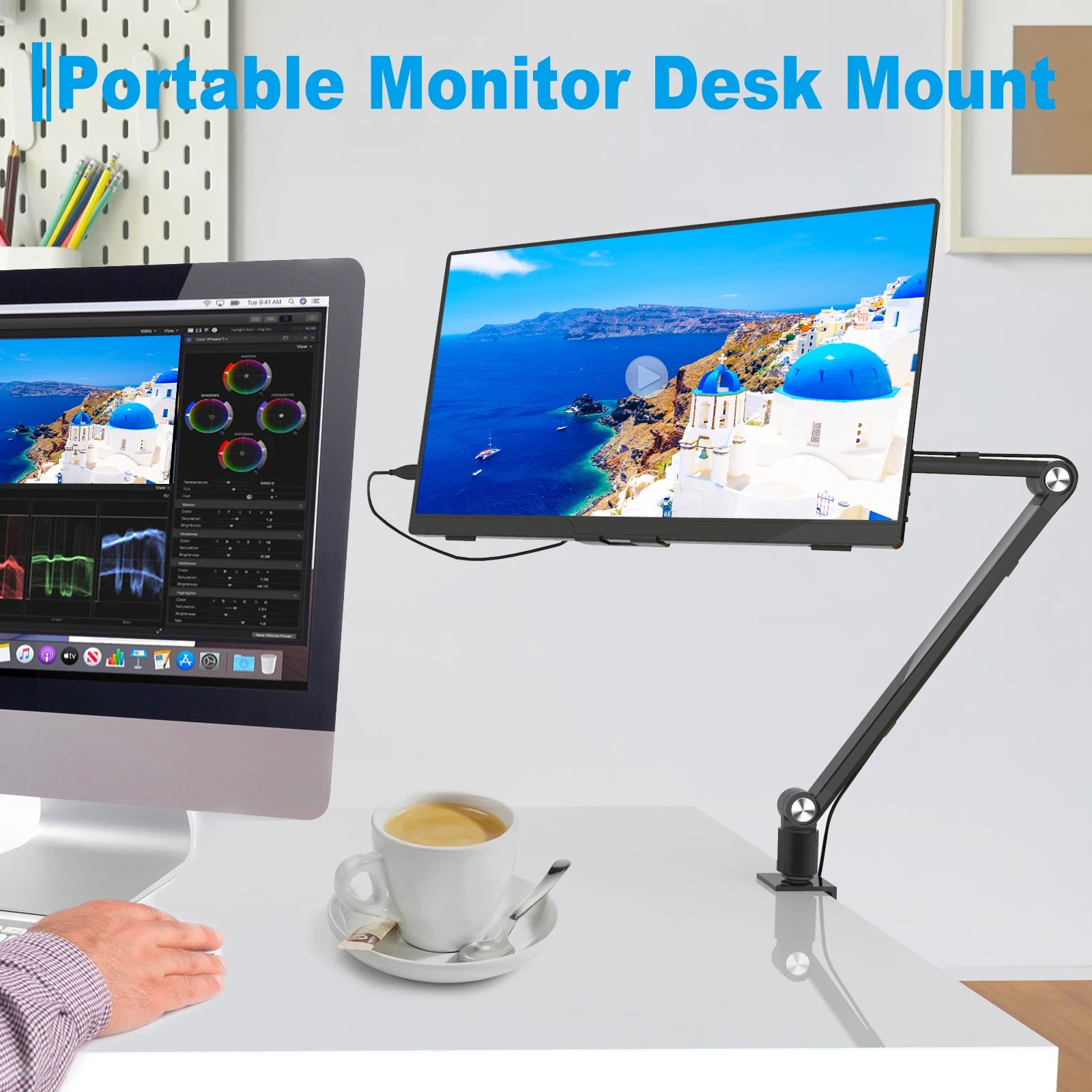 Monitor Arm Dual - Support de tablette 2025 pour Ipad,