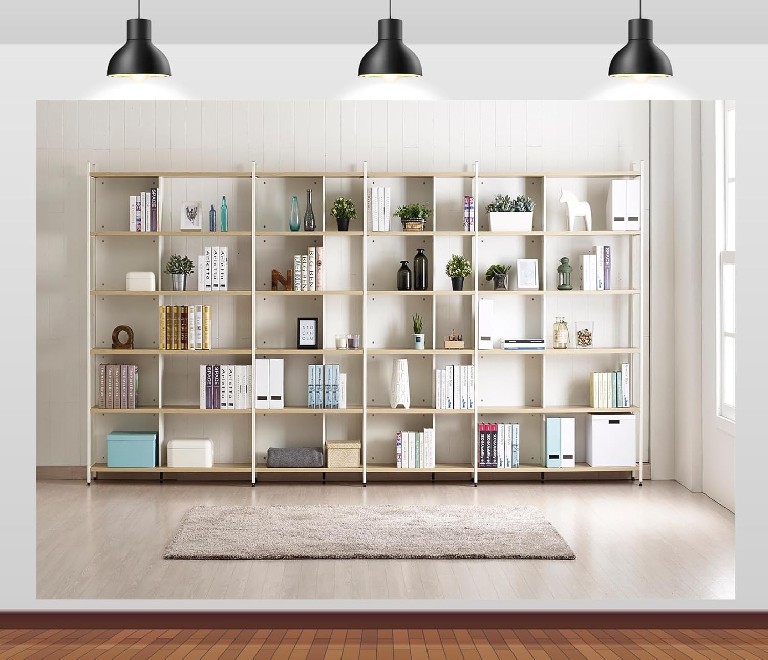 Home Office Background For Zoom - Bibliothèque photographie toile de fond moderne