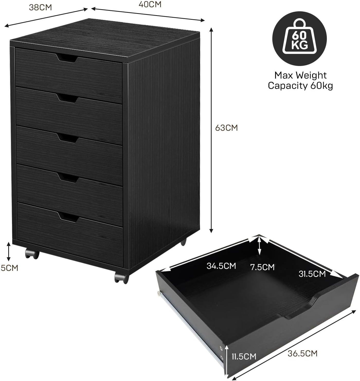 Home Office Printer - Classeur à 5 tiroirs, organisateur de