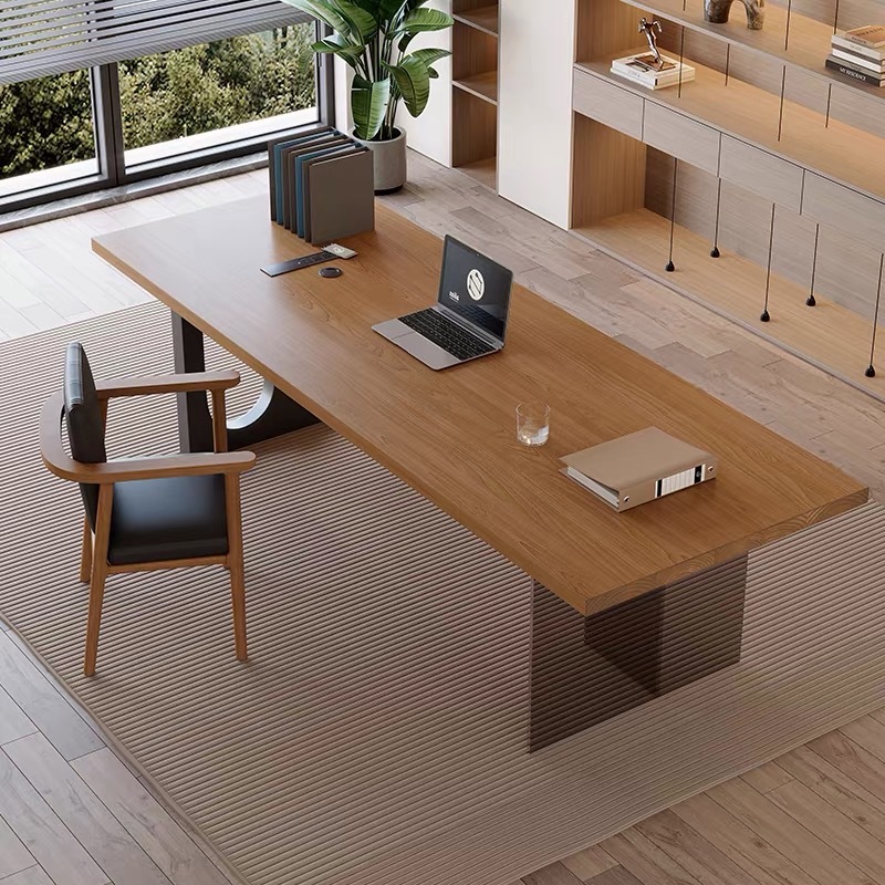 Home Office In Living Room - Bureau flottant en bois et acrylique
