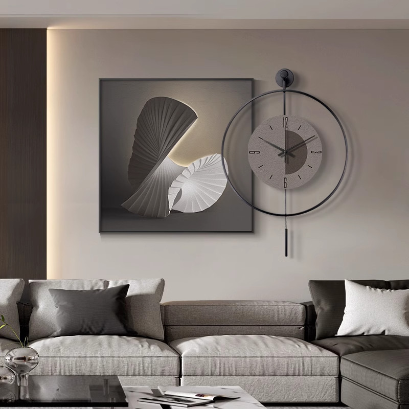 Home Office Interior Design - Horloge murale noire au design moderne,