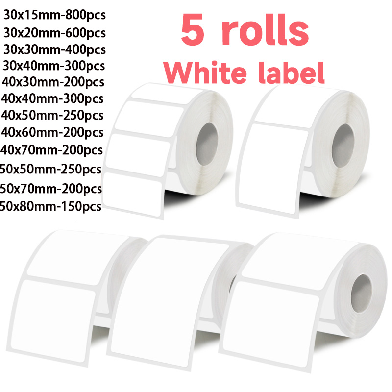 Home Office Printer - 5 rouleaux d'étiquettes autocollantes blanches, 30