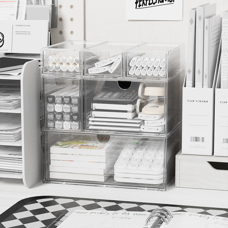 Home Office Desk With Drawers - Boîte de rangement empilable en acrylique,