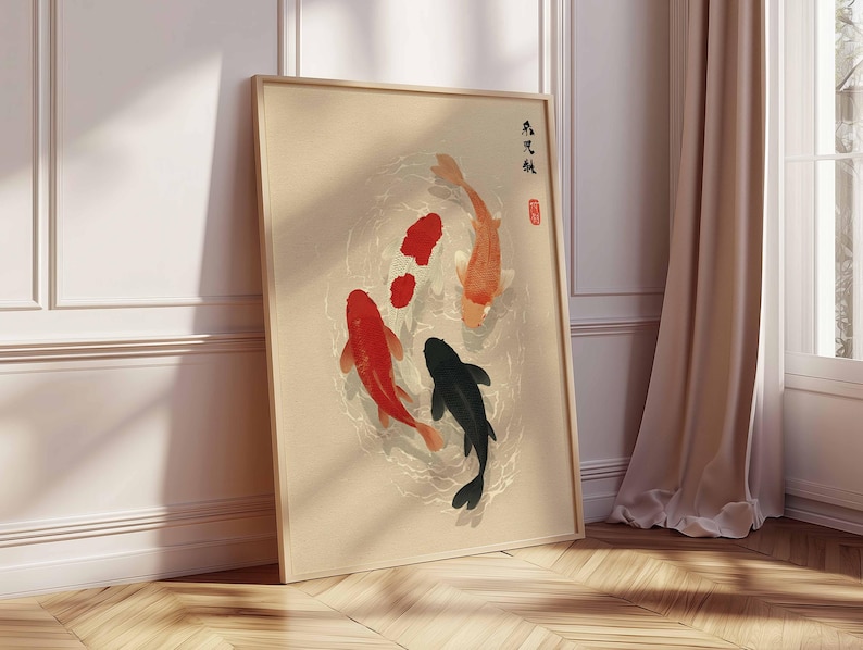Affiche de poisson Koi japonai - Home Office Japandi avis et prix