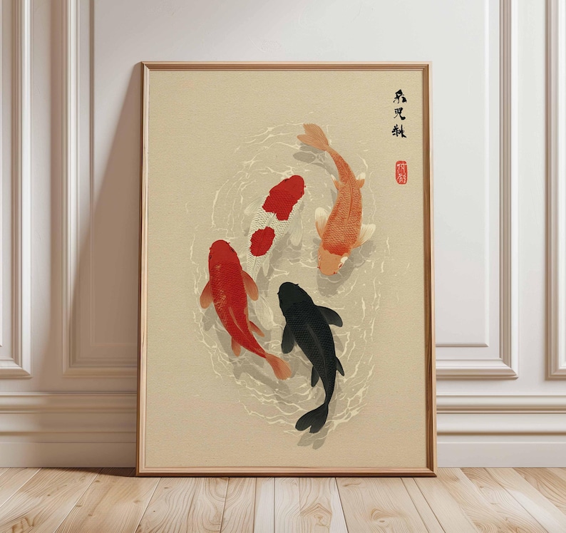 Affiche de poisson Koi japonai - Home Office Japandi avis et prix
