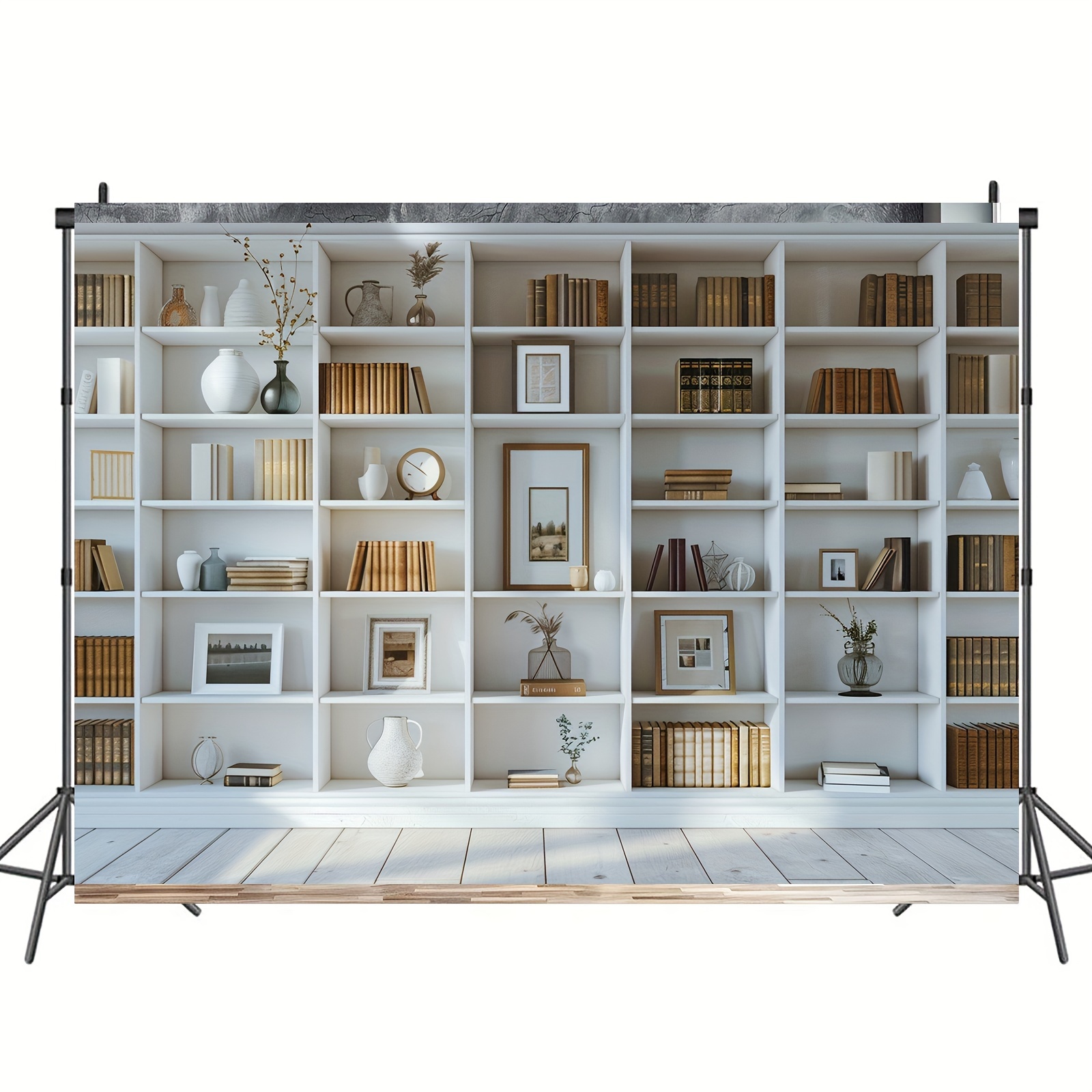 1pc blanc étagère fond bibliot - Home Office Background For Zoom avis et prix