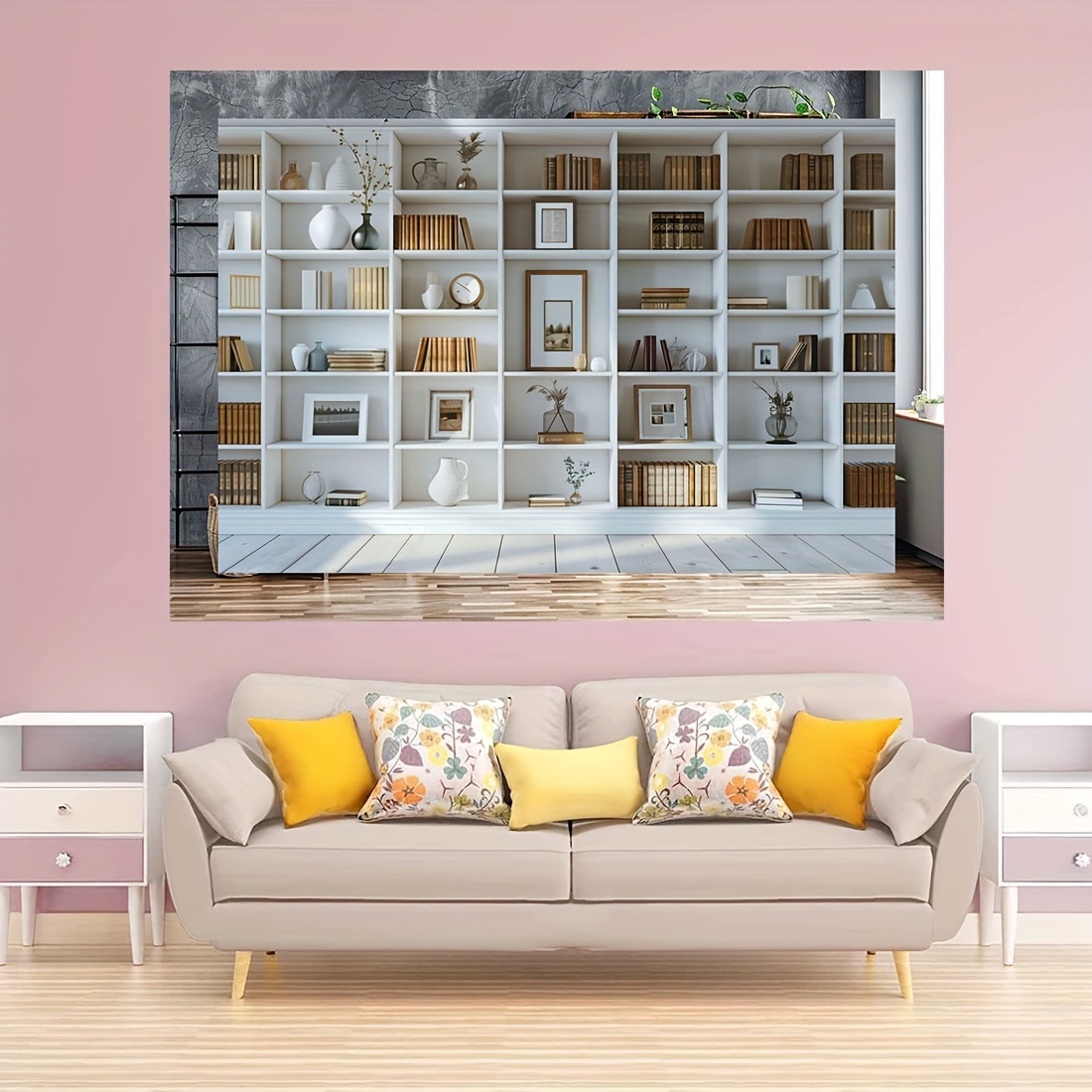 1pc blanc étagère fond bibliot - Home Office Background For Zoom avis et prix