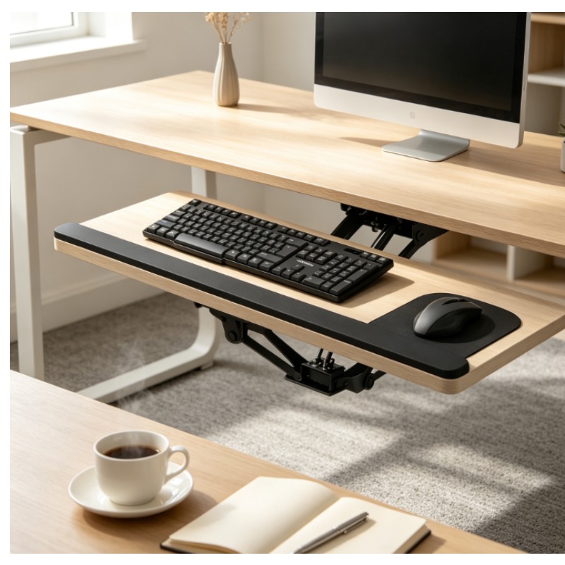 Plateau de clavier coulissant  - Home Office Desk With Drawers avis et prix