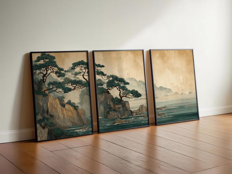 Lot de 3 impressions sur toile - Home Office Japandi avis et prix