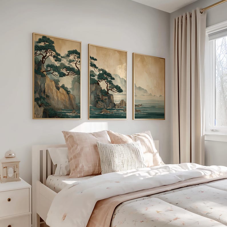 Lot de 3 impressions sur toile - Home Office Japandi avis et prix